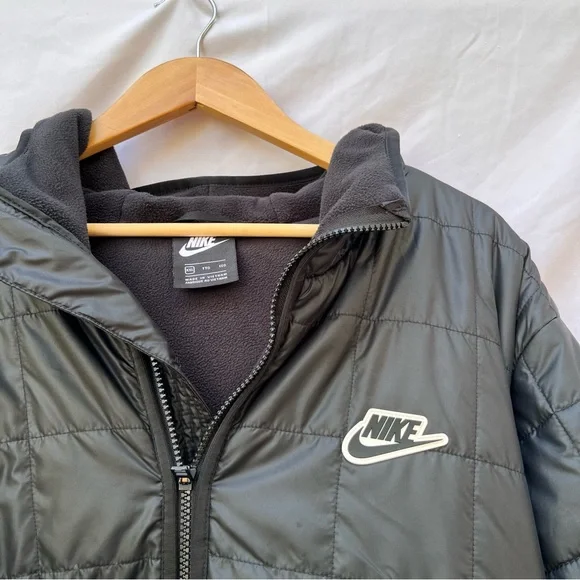 NIKEQUILTED PUFFER SYNTHETIC FILLED THERMORE FULL ZIP HOODED JACKET BLACK XXL